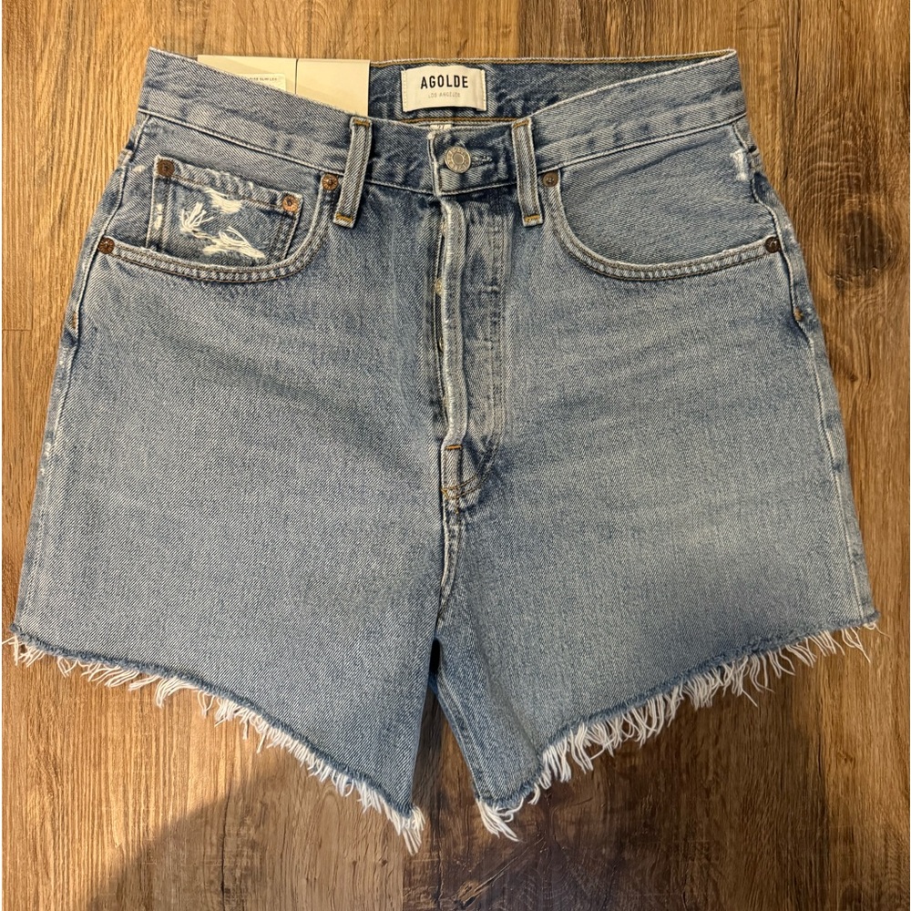 Agolde Light Blue Jean Shorts